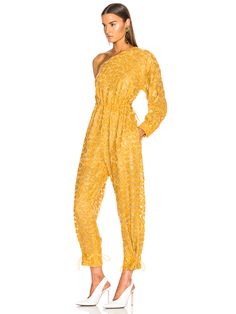 Leopard Print Burnout One Shoulder Jumpsuit in Honey Yellow Honey Yellow, Casual Work Outfit, Work Casual, Stella Mccartney, Work Outfit, Everyday Fashion, Leopard Print