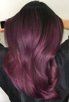 Prune Hair Color, Eggplant Hair Color Dark, Eggplant Purple Hair, Cherry Purple Hair, Eggplant Hair Color, Plum Hair Color Ideas, Eggplant Hair, Purple Red Hair, Plum Hair Color