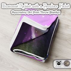 an image of a purple and white blanket with the words decorative art print throw blanket