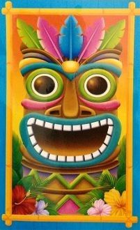 an image of a tiki mask on a blue background