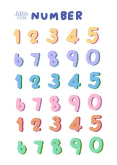 the numbers are multicolored and have different letters on them, including one for each letter