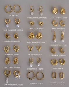 Classy Gold Jewelry Aesthetic, It Girl Earrings, Old Money Aesthetic Earrings, Gold Jewellery Aesthetic Earrings, Classy Jewelry Earrings, Earings Aesthetics Gold, Girly Jewelry Aesthetic, Jewellery Aesthetic Earrings, Classy Jewelry Aesthetic