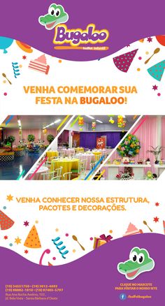 an advertisement for a children's birthday party with colorful decorations and animals on it