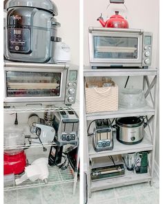 there are two pictures of the same kitchen appliances