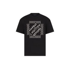 LOUIS VUITTON® - Embroidered Signature Cotton T-shirt - Black Luxury Monogram Print Short Sleeve T-shirt, Luxury Designer Logo Short Sleeve T-shirt, Luxury Monogram Print Crew Neck T-shirt, Luxury Designer Logo T-shirt With Short Sleeves, Luxury Designer Logo T-shirt For Streetwear, Luxury Monogram Print Streetwear Top, Luxury Short Sleeve T-shirt With Designer Logo, Luxury Logo T-shirt For Streetwear, Luxury Monogram Print Top For Streetwear