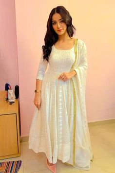 Shop for Ahi Clothing White Chikankari Anarkali Palazzo Set for Women Online at Aza Fashions