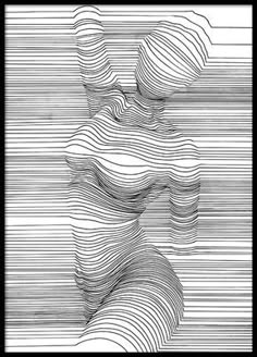 an abstract black and white photo with wavy lines