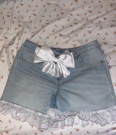 Cute coquette shorts with lace,pearls and a cute white bow. The size is a large (14-16). 30 day returns, NO exchanges. Cute Lace Bottoms For Spring, Coquette Bottoms, Coquette Shorts, Shorts With Lace, American Shorts, Cute Coquette, Tampa Fl, White Bow, American Vintage