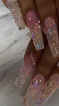 Pin on Kool Gadgets Glamour Nails, Dope Nail Designs, Long Acrylic Nails Coffin, Beauty Inspo, Bling Acrylic Nails, Pink Nail