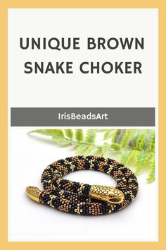 Surprise her with a stunning brown snake necklace, the perfect gift that she will adore. Crafted from premium Japanese Toho beads, this necklace exudes elegance and style. Customize the length to suit her preference and make it a truly unique present for any occasion. Snake Choker, Ouroboros Snake