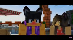 an animated image of two cats in minecraft