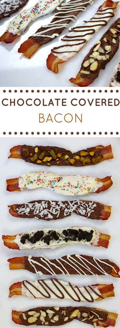 chocolate covered bacon strips with sprinkles on them