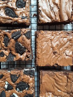 chocolate brownies with oreo cookies and frosting