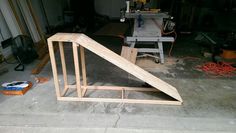 a piece of wood being built in a garage