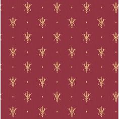 a red and gold wallpaper with small leaves on it