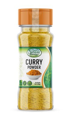 curry powder in a jar on a white background