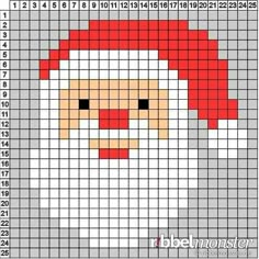 a cross stitch pattern with santa claus's face and numbers on the bottom half