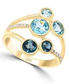 Revel in the constellation of stones in this gorgeous Lali Jewels ring. Swiss Blue Topaz and London Blue Topaz mix with diamonds in this sparkling open-work design. Ring Symbolism, Macys Jewelry, Blue Topaz Jewelry, Multi Gemstone Ring, Attic Storage, Diamond Fashion Rings, Jewelry Sale, Jewels Rings, Unusual Jewelry