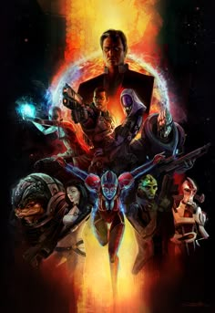 star wars the old republic movie poster with characters in front of an orange and black background