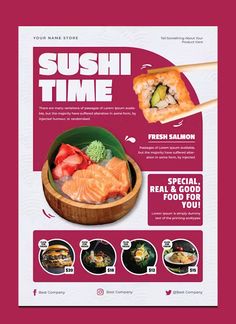 the sushi flyer is designed to look like it's ready for you to eat