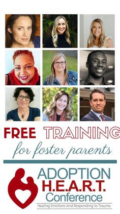 a poster with the words, free training for fosterer parents and adoption heart conference