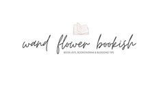 the word flower bookshop is written in cursive writing on a white background