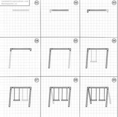 how to draw a swing set step by step instructions for kids and beginners with pictures