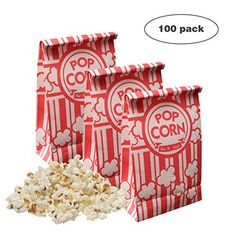 two bags of popcorn sitting next to each other