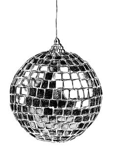 a black and white drawing of a christmas ornament