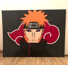 a painting of naruto is on the wall