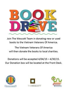 an advertisement for the book drive