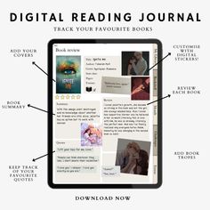 the digital reading journal is open and has pictures on it