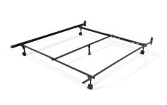 a metal bed frame with four legs