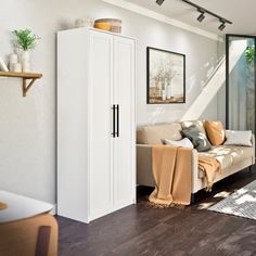 a living room filled with furniture next to a sliding glass door and wooden flooring