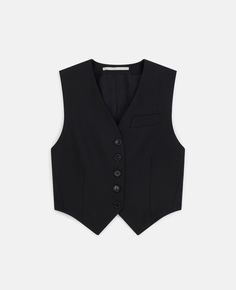 Cropped Waistcoat, Savile Row Tailoring, Black Waistcoat, Short Denim Skirt, Savile Row, Knitwear Dress, Tailored Jacket, Black Crop, Wool Fabric