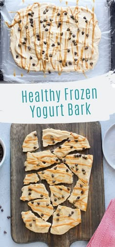 the healthy frozen yogurt bark is ready to be eaten