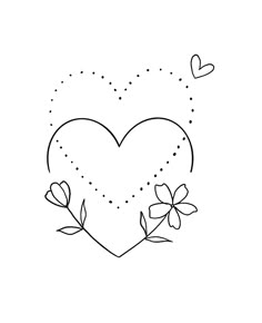 a heart with flowers and hearts drawn on it