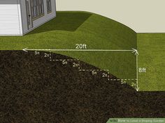 a house is shown from the ground level with measurements in front of it and below