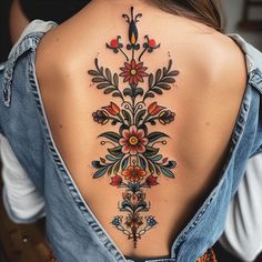 Vibrant Spine Tattoos For Women Tattoo Design Pack Collarbone Tattoos For Women Design, Medium Size Back Tattoos, Talavera Tattoo Design, Pieces Back Tattoo, Mexican Pattern Tattoo, Feminine Full Back Tattoos, Back Cover Up Tattoos For Women, Baddie Tattoos For Women, Traditional Spine Tattoo