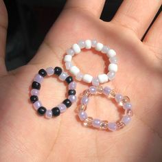 #rings #beads #jewelry #purple Glass Bead Ring Ideas, Cincin Beads, Rings Beads, Beaded Things, Bracelets Ideas