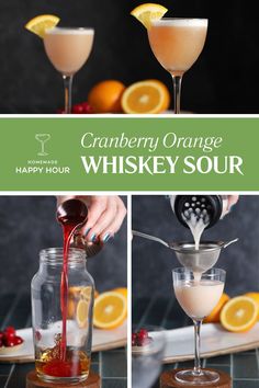 Looking for an easy cocktail that combines the warmth of whiskey with the festive flavors of cranberry and bright citrus? This Cranberry Orange Whiskey Sour will be your new holiday favorite. Great for serving with Thanksgiving appetizers or during Christmas parties, this cocktail is your new signature holiday drink. Cranberry Orange Whiskey Sour, Cranberry Whiskey Cocktail, Orange Whiskey Sour, Pear Gin, Whiskey Sour Cocktail, Cranberry Drinks, Ginger Cocktails, Rosemary Simple Syrup