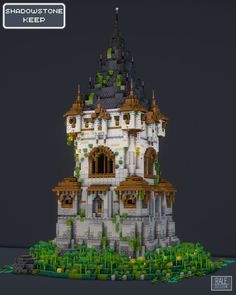 an image of a castle made out of legos on display in front of a dark background