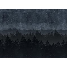 the night sky is filled with stars and trees