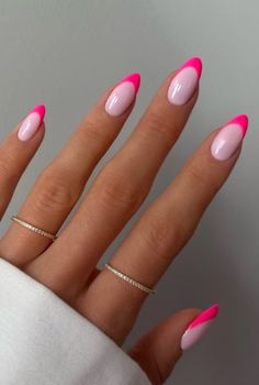 Ever found yourself staring at your nails and thinking, “Boy, could these babies use a dash of daring drama!”? Well, you’re in luck, because hot pink French tip nails are storming the fashion scene, and Hot Pink Nails With Design, Hot Pink French Tip Nails, Hot Pink French Tips, Hot Pink French Tip, Pink French Tip Nails, Blossom Nails, Pink French Tip, Cherry Blossom Nails, Pedi Ideas