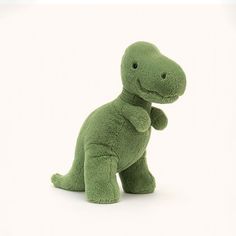 Soft stuffed animal in the shape of a green T-Rex. Big Prints, Dinosaur Plush Toy, Green Fur, Dinosaur Plush, Cute Stuffed Animals, 귀여운 동물, T Rex, Soft Toy, Cute Icons