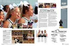 a brochure with images of cheerleaders and the words beyond the bow