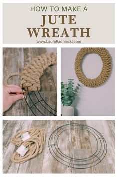 how to make a jute wreath with twine and rope on the outside, then in the inside