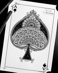 a drawing of a playing card on a table