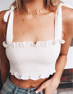 Bandeau Outfit, Bandeau Tops, Casual Summer Outfits, Style Outfits, Fashion Tops, Crop Tank, Teen Fashion