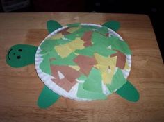 the paper plate is made to look like a turtle